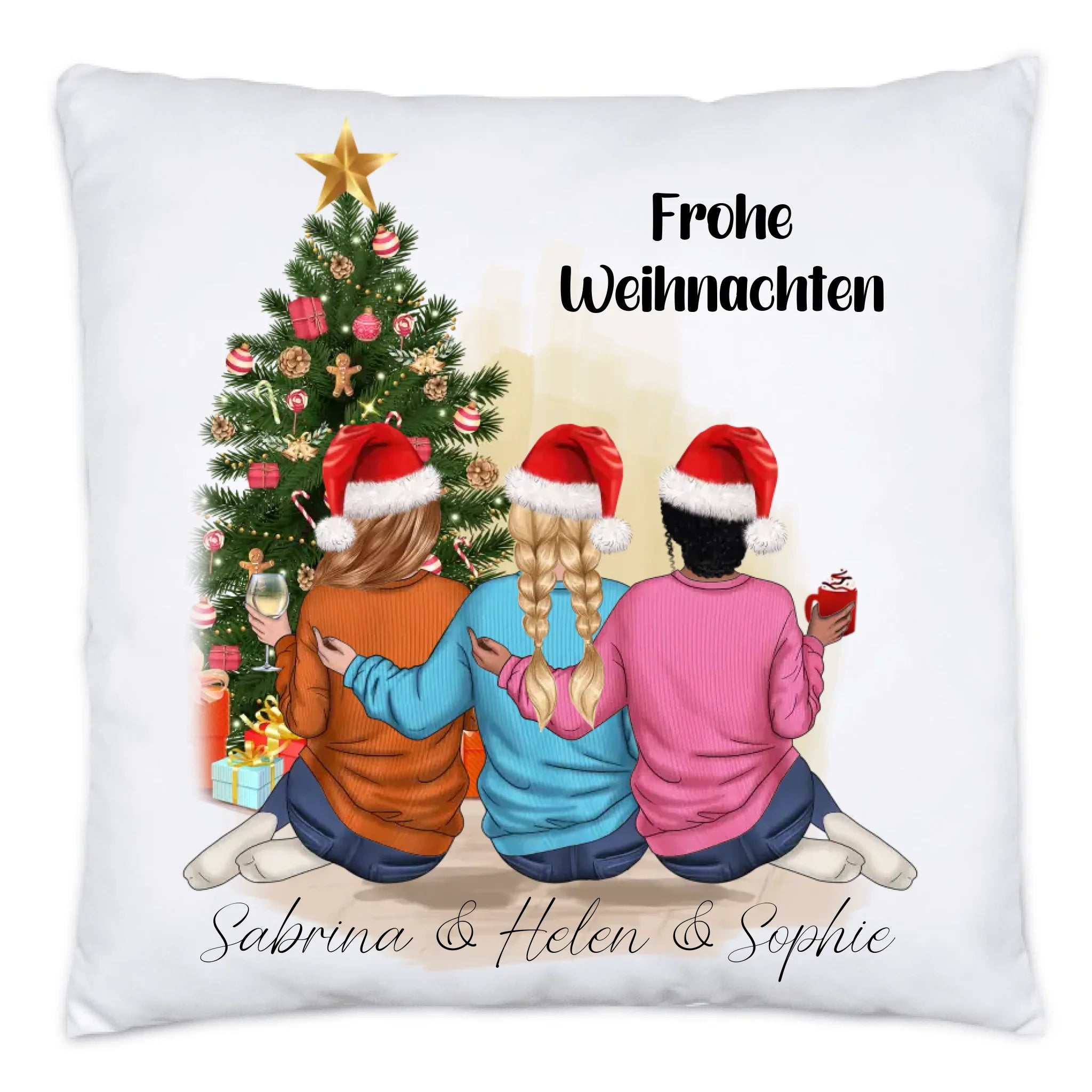 Kissen Weihnachten 3 Beste Freundinnen Personalisiert Beste Freundin Weihnachtskissen mit Name Xmas Schwestern Freundinnengeschenk - Kissen inkl. Füllung