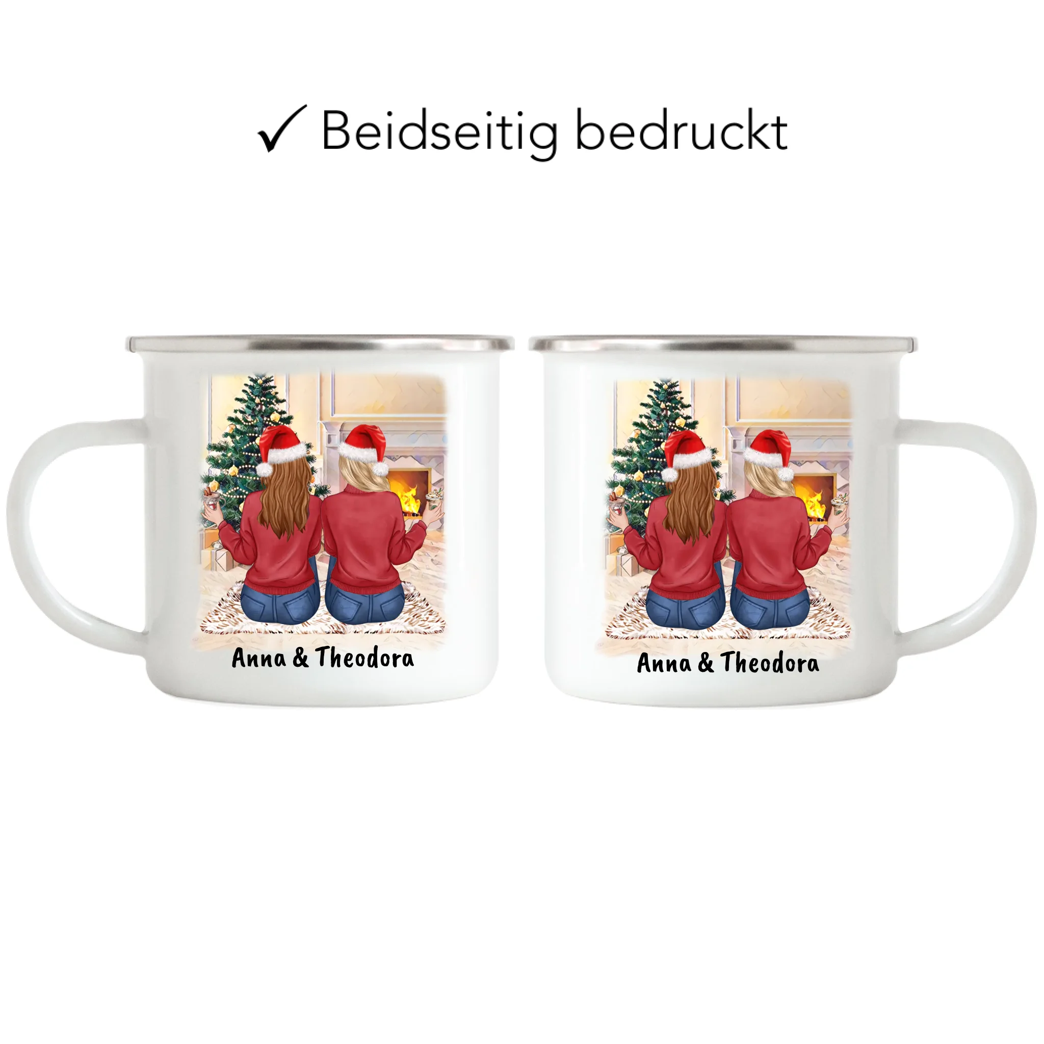 Tasse Beste Freundinnen Personalisiert Weihnachten Beste Freundin Weihnachtstasse mit Name Xmas Geschenk Freundinnengeschenk - Emaille Tasse