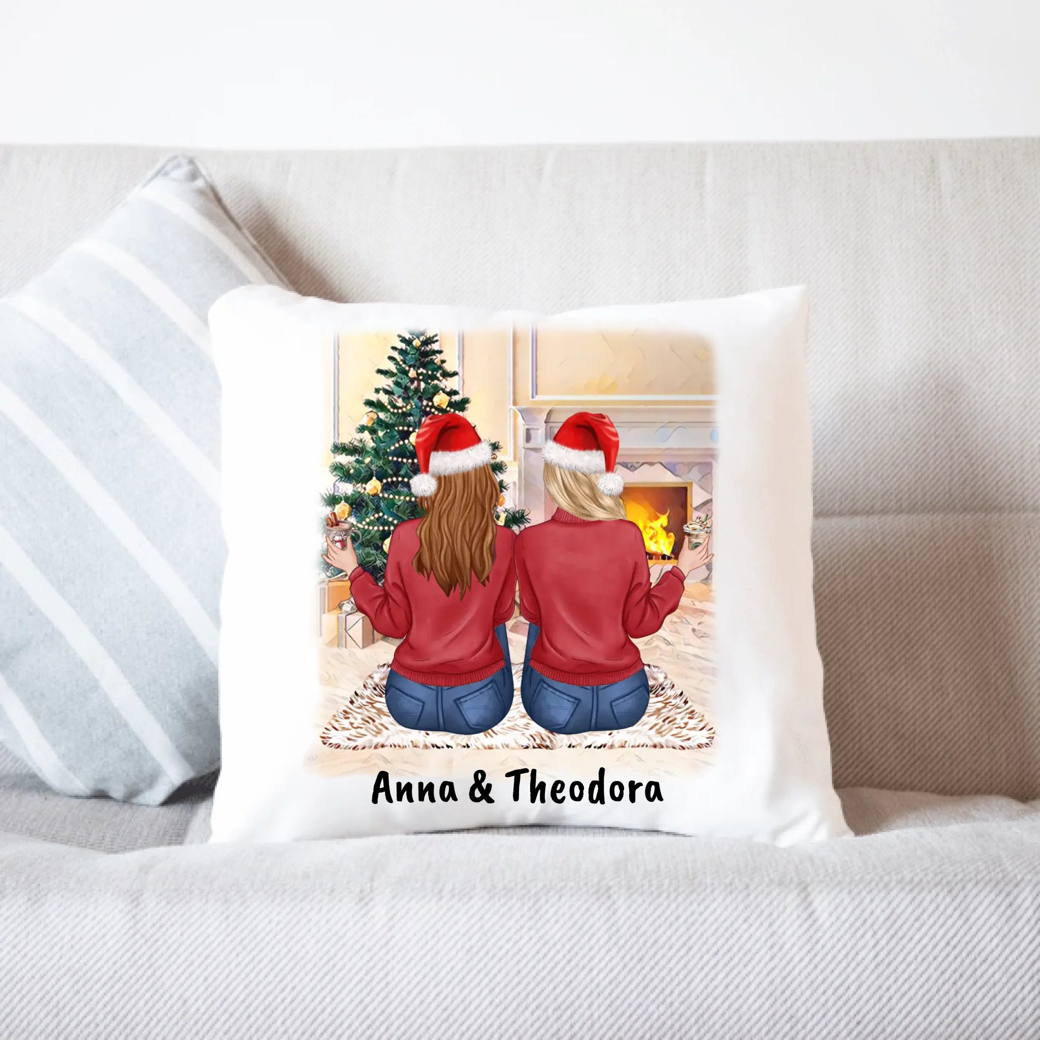 Kissen Beste Freundinnen Personalisiert Weihnachten Beste Freundin Weihnachtskissen mit Name Xmas Geschenk Freundinnengeschenk - Kissen inkl. Füllung