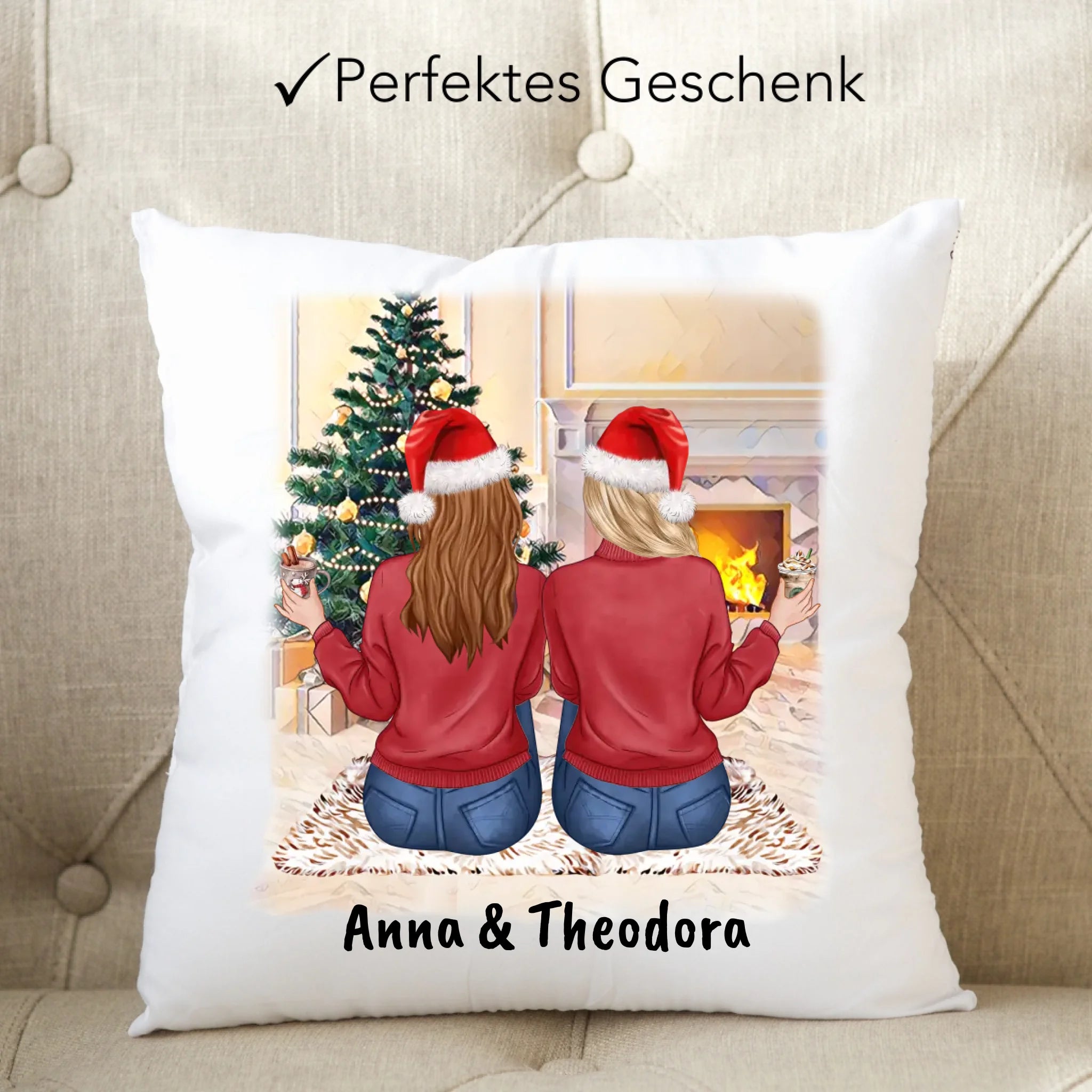 Kissen Beste Freundinnen Personalisiert Weihnachten Beste Freundin Weihnachtskissen mit Name Xmas Geschenk Freundinnengeschenk - Kissen inkl. Füllung