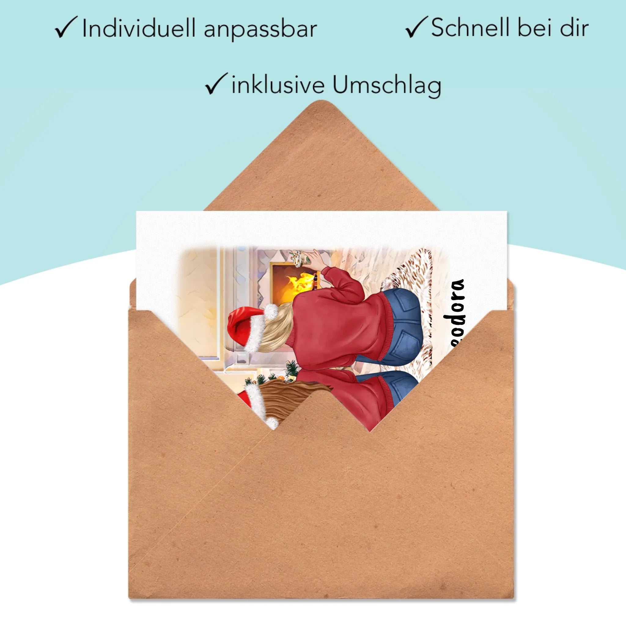 Karte Beste Freundinnen Personalisiert Weihnachten Beste Freundin Weihnachtskarte mit Name Xmas Geschenk Freundinnengeschenk - Klappkarte mit Umschlag