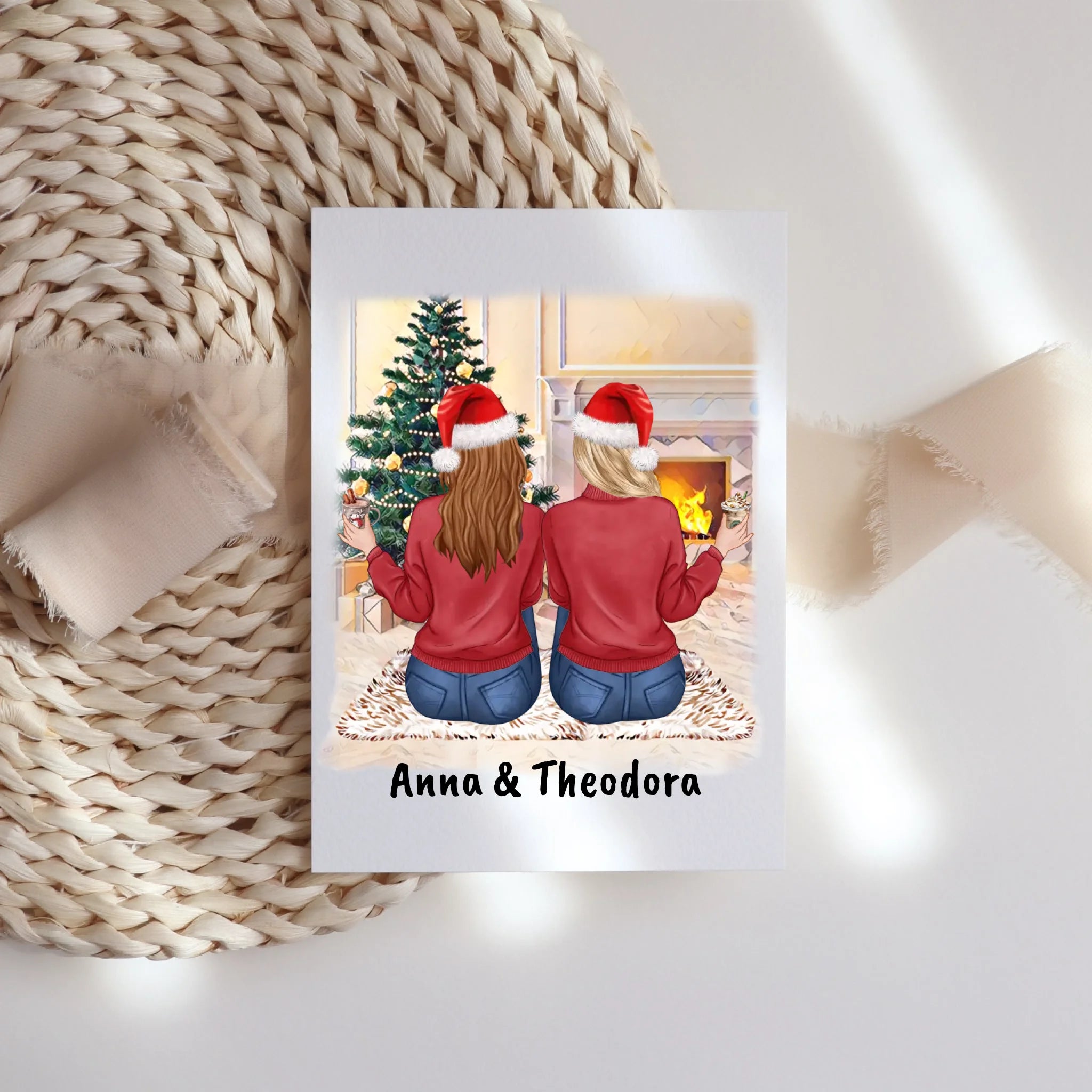 Karte Beste Freundinnen Personalisiert Weihnachten Beste Freundin Weihnachtskarte mit Name Xmas Geschenk Freundinnengeschenk - Klappkarte mit Umschlag