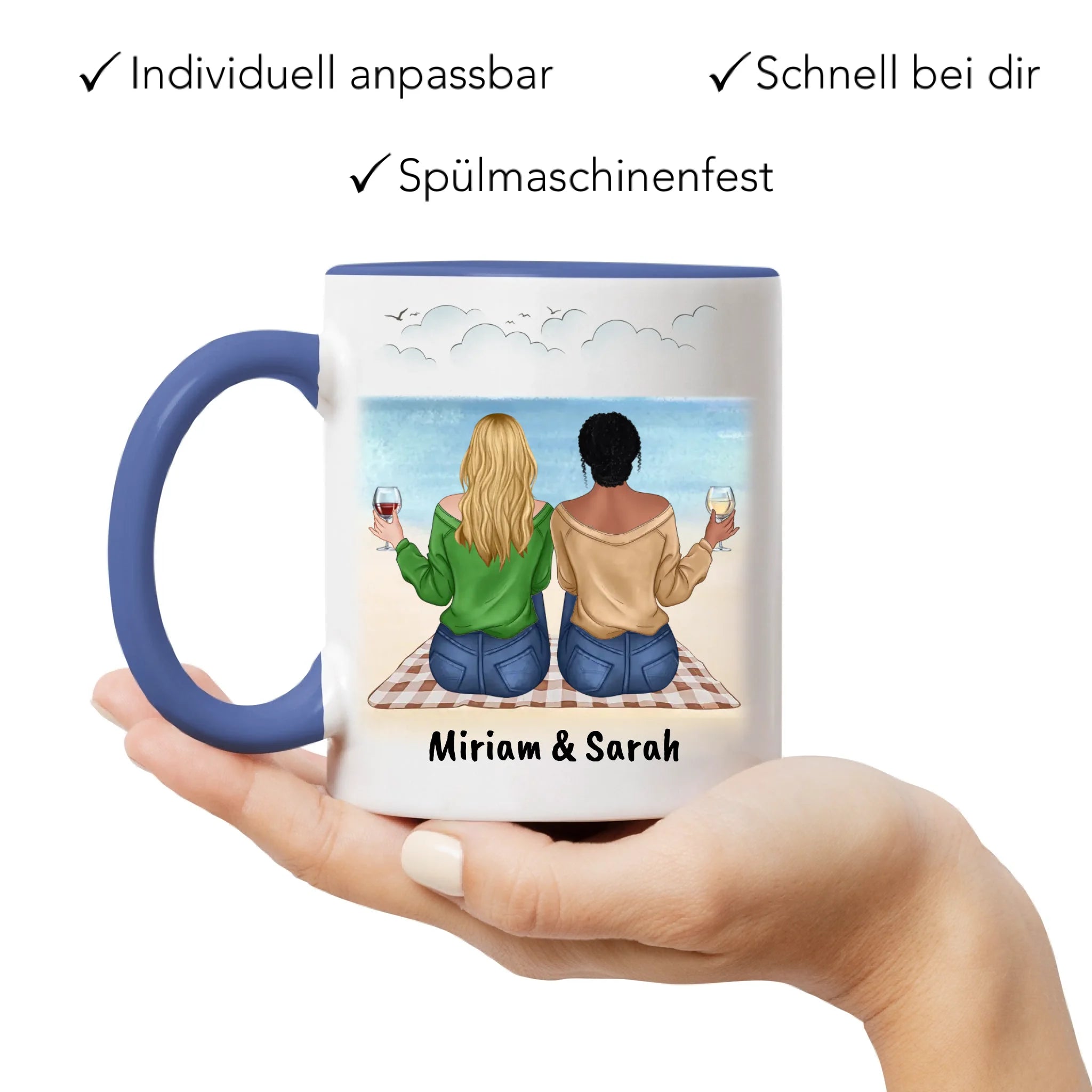Tasse Beste Freundin Freundschaftstasse personalisiertes Geschenk Best Friends BFF Schwester mit Namen Weihnachten Geburtstag