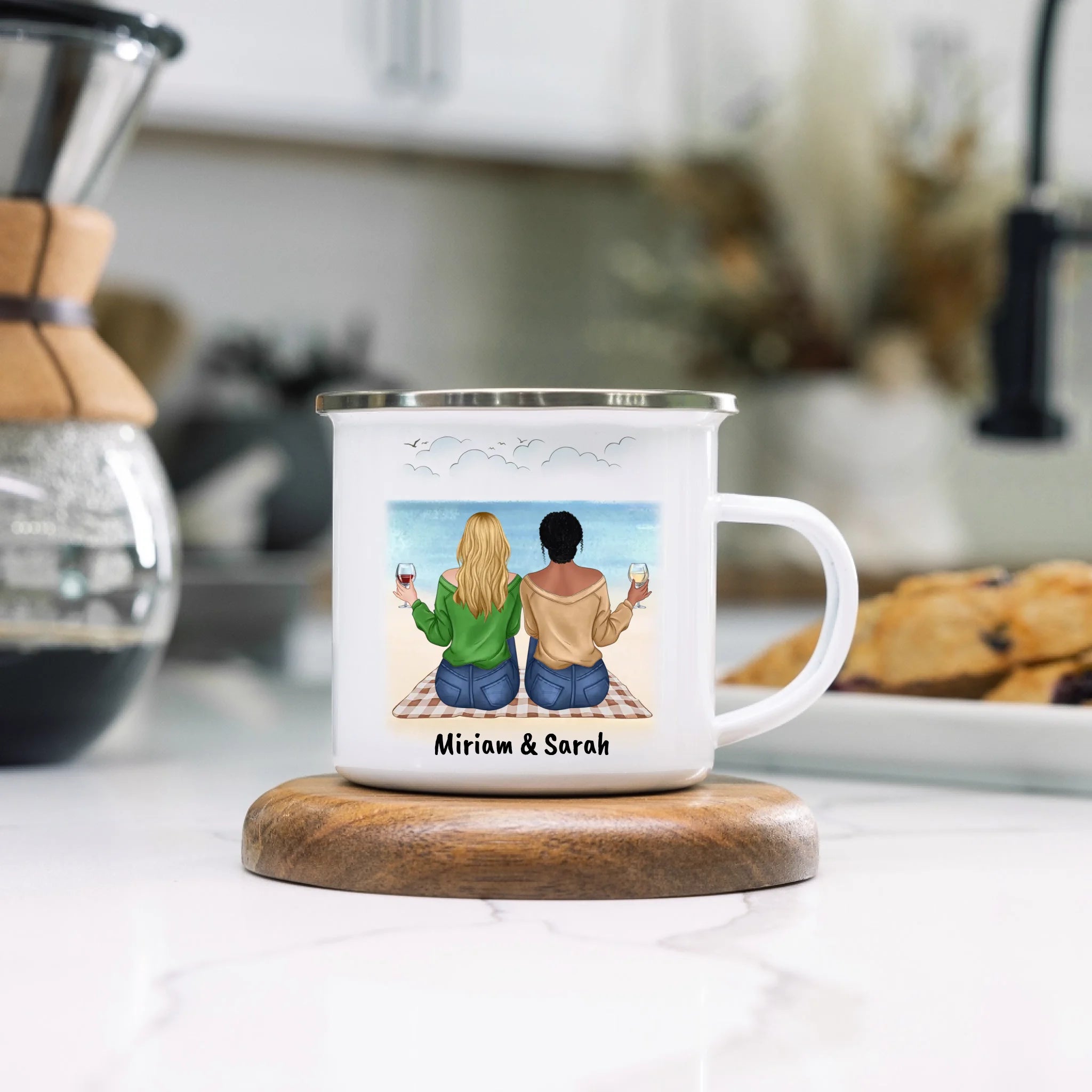 Tasse Beste Freundin Freundschaftstasse personalisiertes Geschenk Best Friends BFF Schwester mit Namen Weihnachten Geburtstag - Emaille Tasse