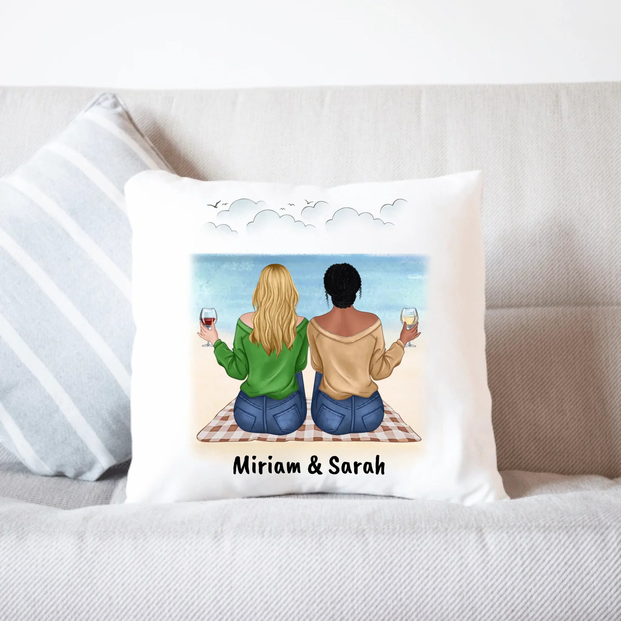 Kissen Beste Freundin Freundschaftskissen personalisiertes Geschenk Best Friends BFF Schwester mit Namen Weihnachten Geburtstag - Kissen inkl. Füllung