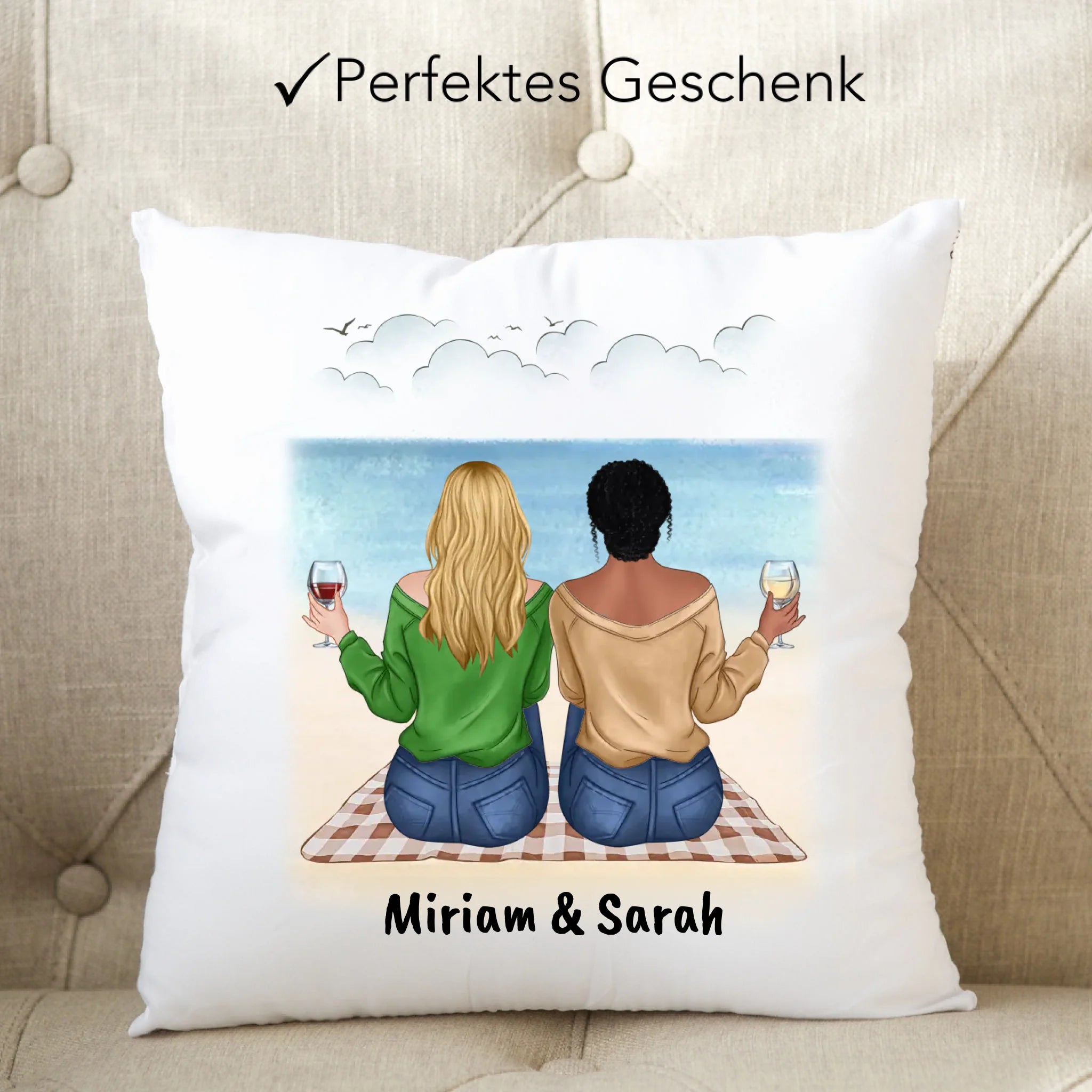 Kissen Beste Freundin Freundschaftskissen personalisiertes Geschenk Best Friends BFF Schwester mit Namen Weihnachten Geburtstag - Kissen inkl. Füllung