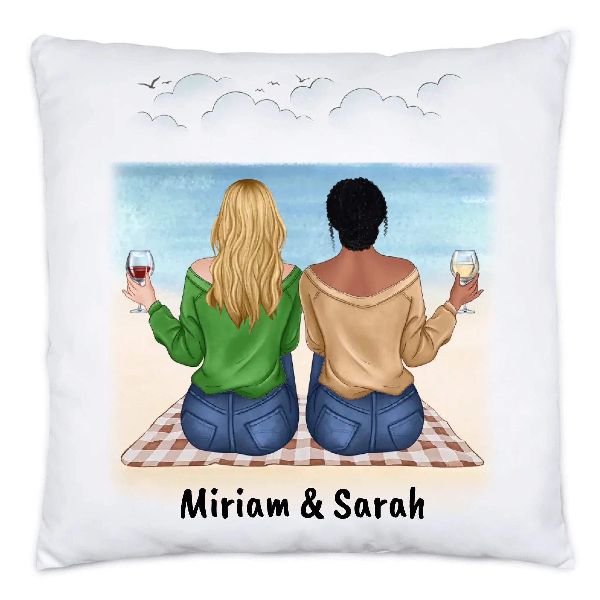 Kissen Beste Freundin Freundschaftskissen personalisiertes Geschenk Best Friends BFF Schwester mit Namen Weihnachten Geburtstag - Kissen inkl. Füllung