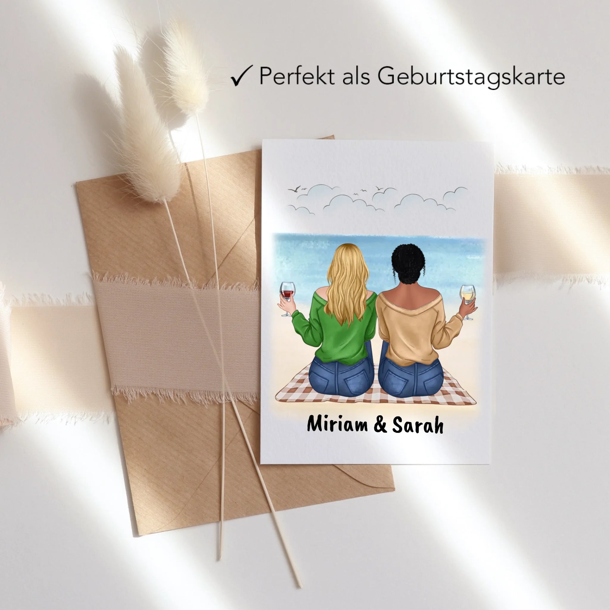 Karte Beste Freundin Freundschaftskarte personalisiertes Geschenk Best Friends BFF Schwester mit Namen Weihnachten Geburtstag - Klappkarte mit Umschlag