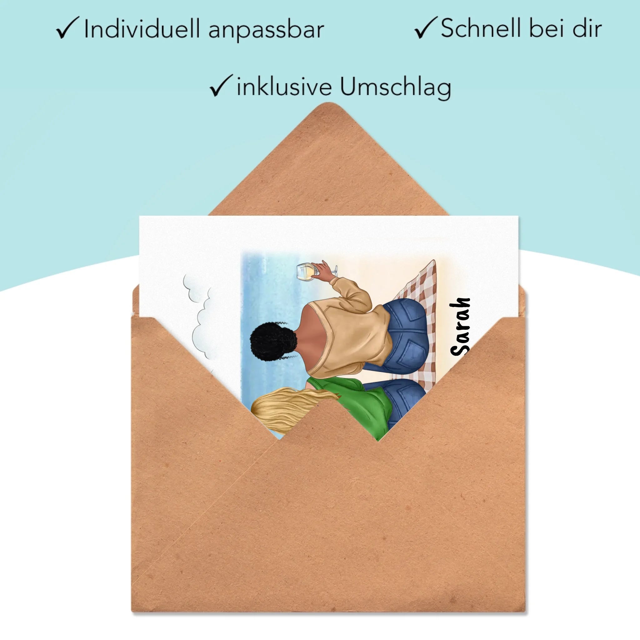 Karte Beste Freundin Freundschaftskarte personalisiertes Geschenk Best Friends BFF Schwester mit Namen Weihnachten Geburtstag - Klappkarte mit Umschlag