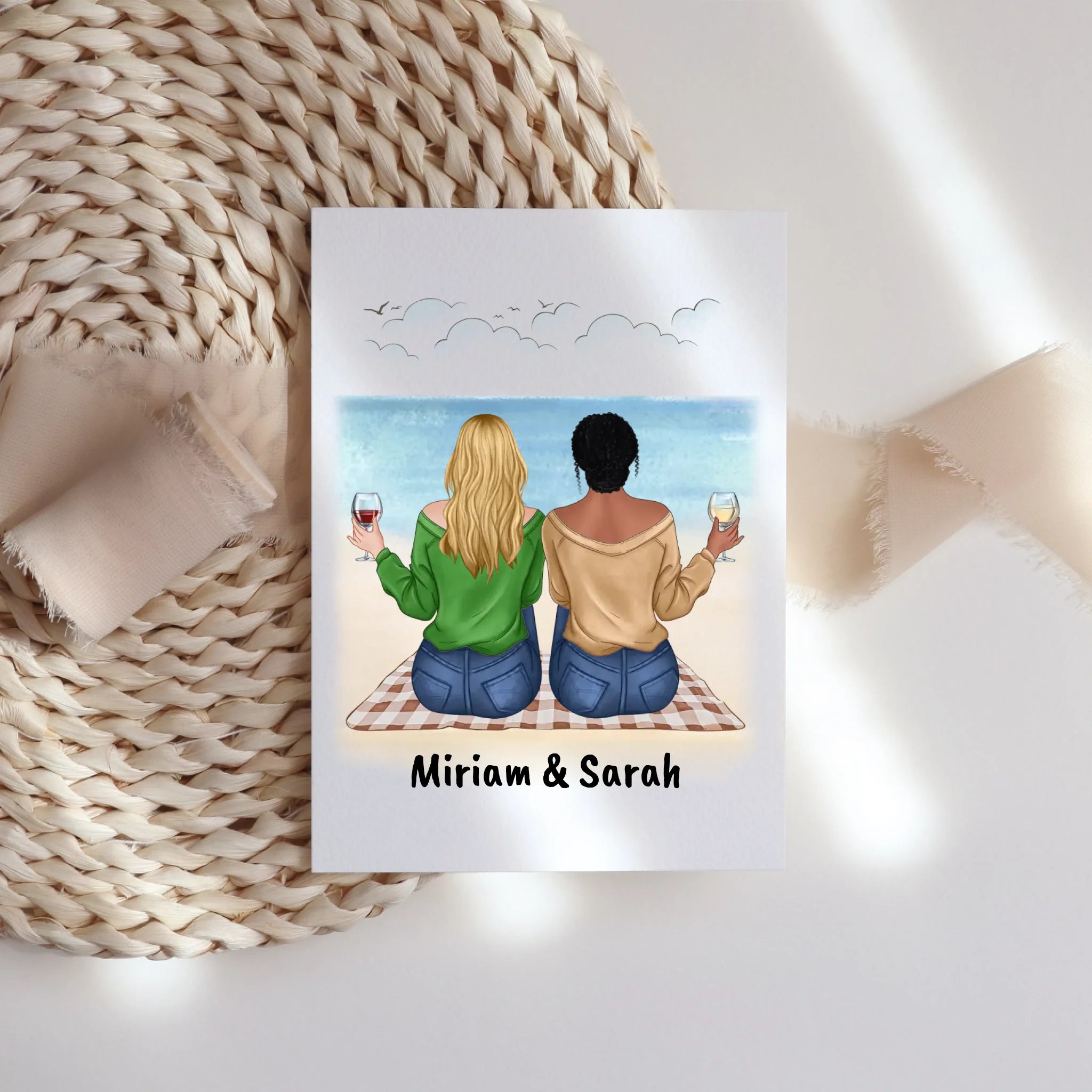 Karte Beste Freundin Freundschaftskarte personalisiertes Geschenk Best Friends BFF Schwester mit Namen Weihnachten Geburtstag - Klappkarte mit Umschlag