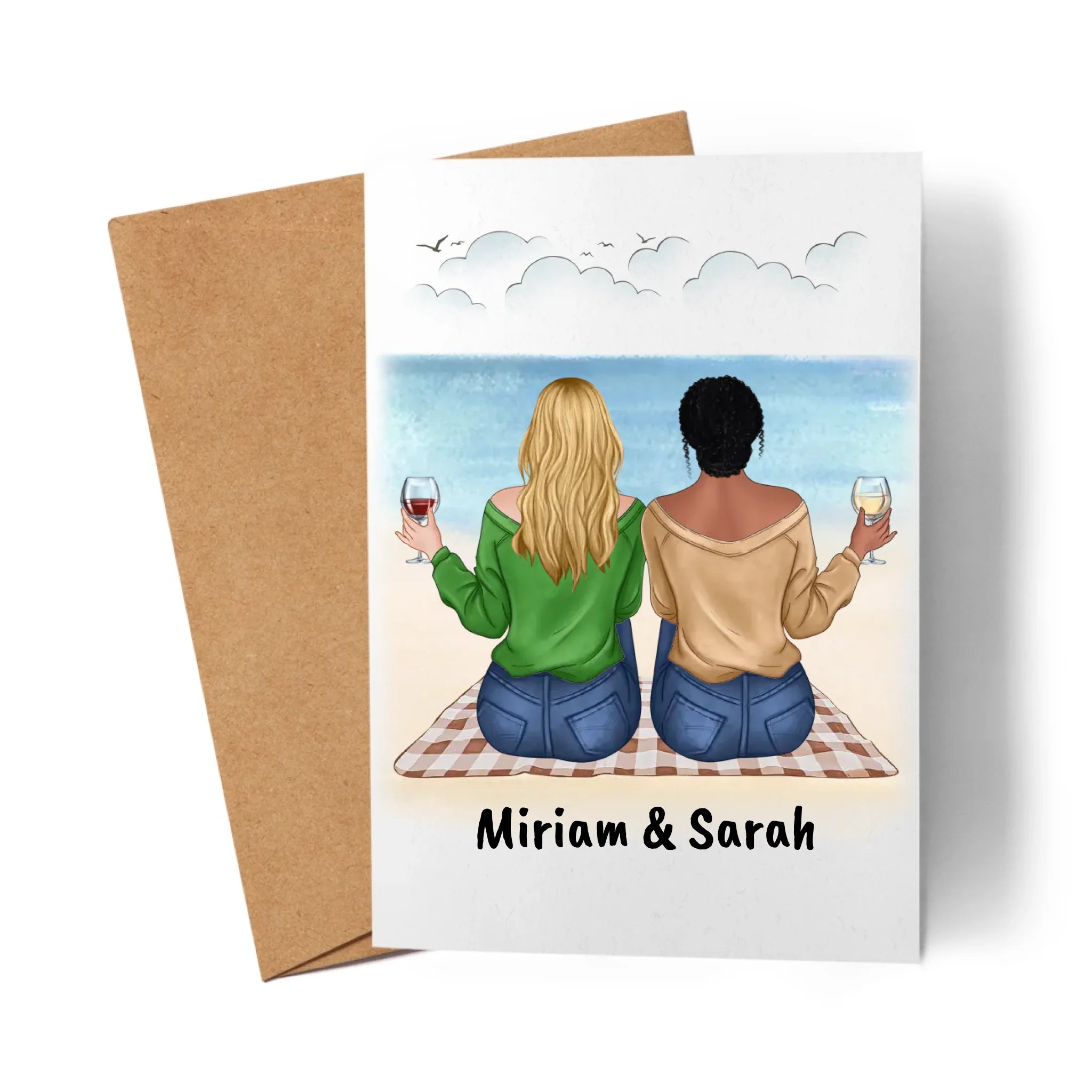 Karte Beste Freundin Freundschaftskarte personalisiertes Geschenk Best Friends BFF Schwester mit Namen Weihnachten Geburtstag - Klappkarte mit Umschlag