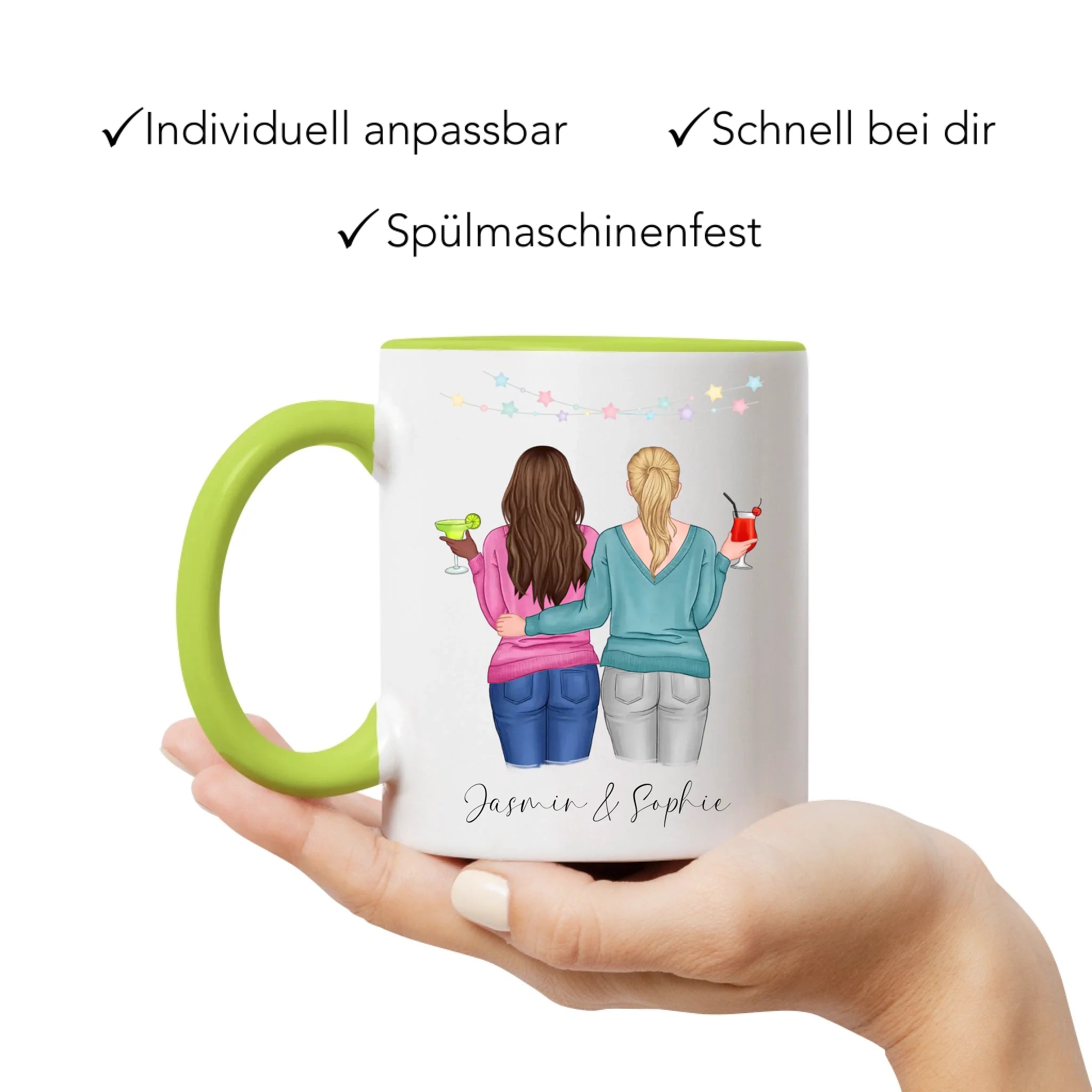 Tasse für Beste Freundin BFF Schwester Mutter Tochter Personalisierte Freundinnen Tasse Geschenk zum Geburtstag Weihnachten Abschied Arbeitskollegin