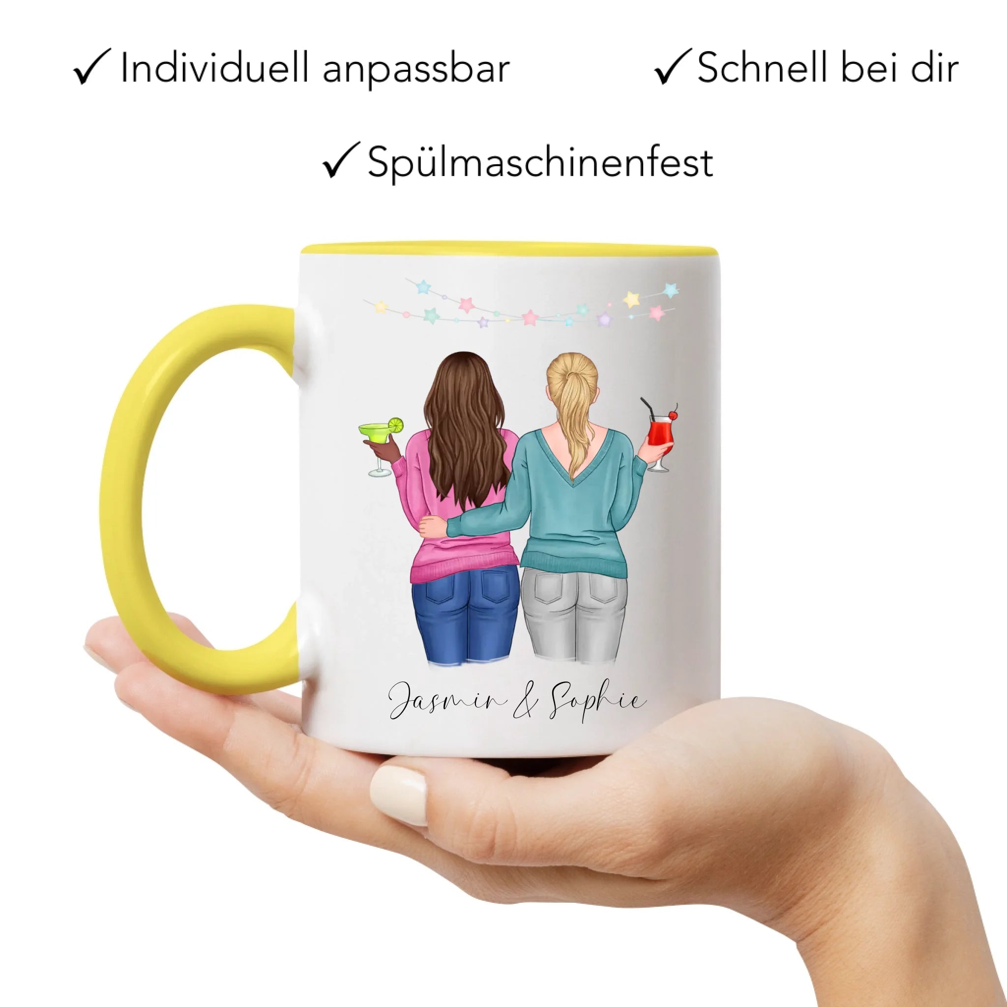 Tasse für Beste Freundin BFF Schwester Mutter Tochter Personalisierte Freundinnen Tasse Geschenk zum Geburtstag Weihnachten Abschied Arbeitskollegin