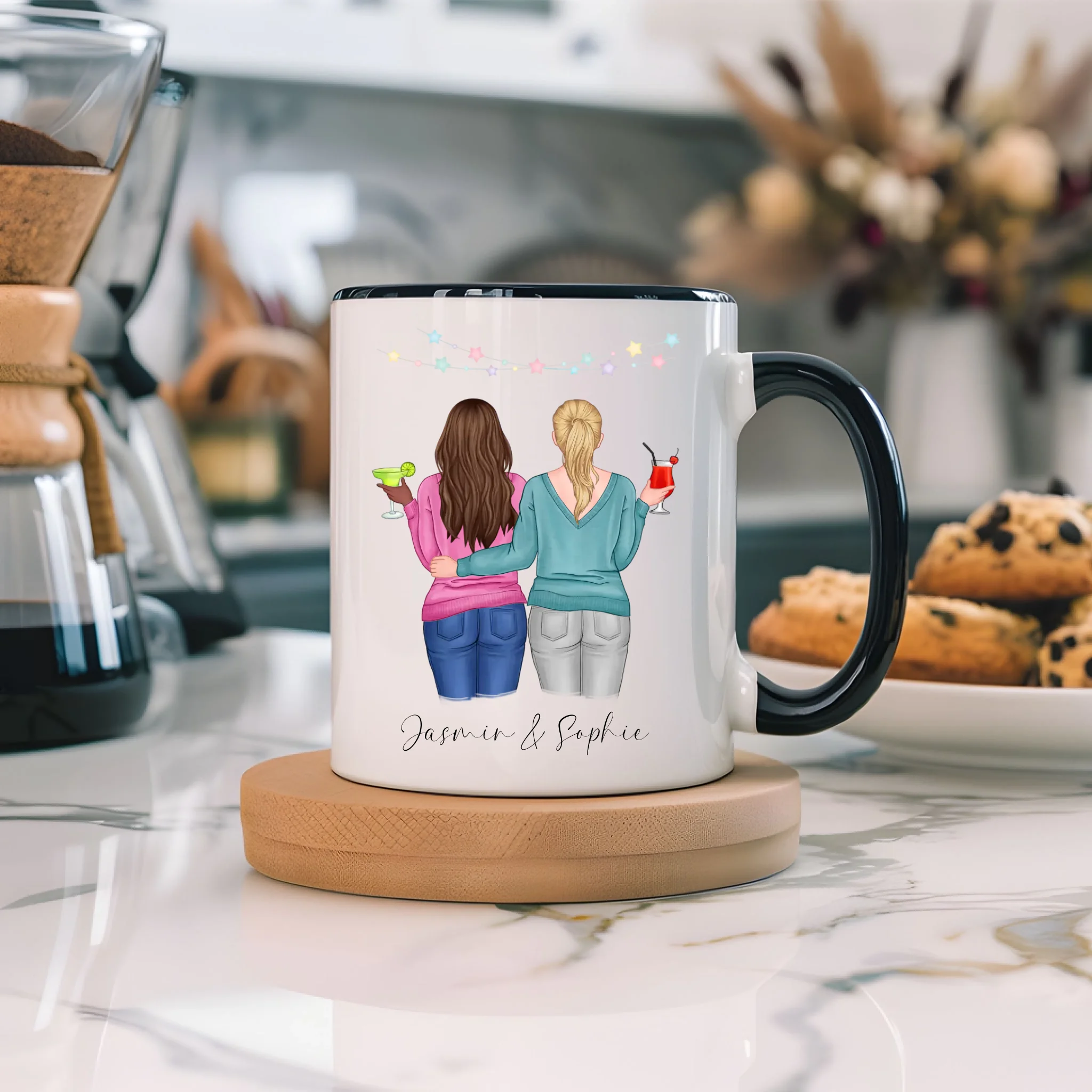 Tasse für Beste Freundin BFF Schwester Mutter Tochter Personalisierte Freundinnen Tasse Geschenk zum Geburtstag Weihnachten Abschied Arbeitskollegin