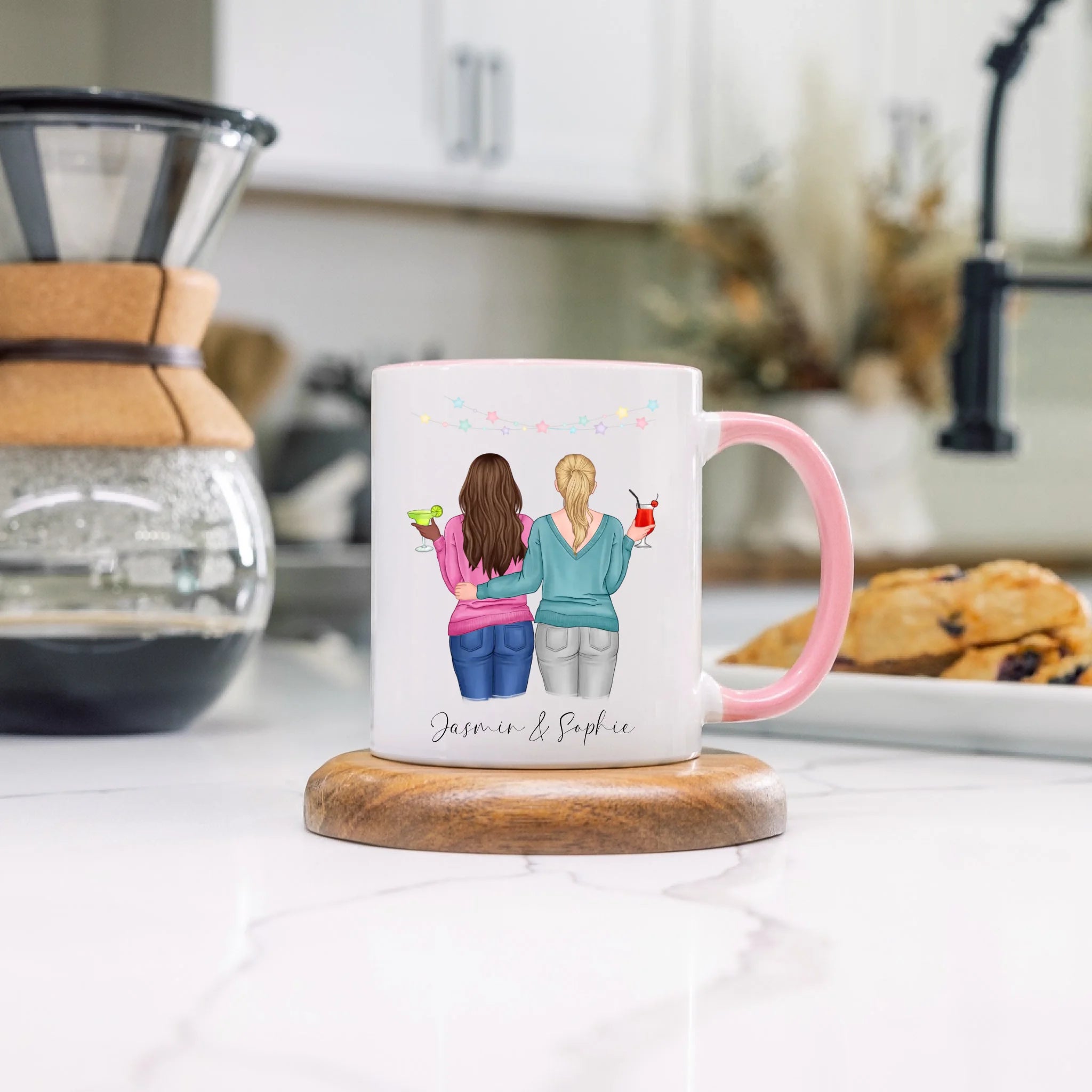 Tasse für Beste Freundin BFF Schwester Mutter Tochter Personalisierte Freundinnen Tasse Geschenk zum Geburtstag Weihnachten Abschied Arbeitskollegin