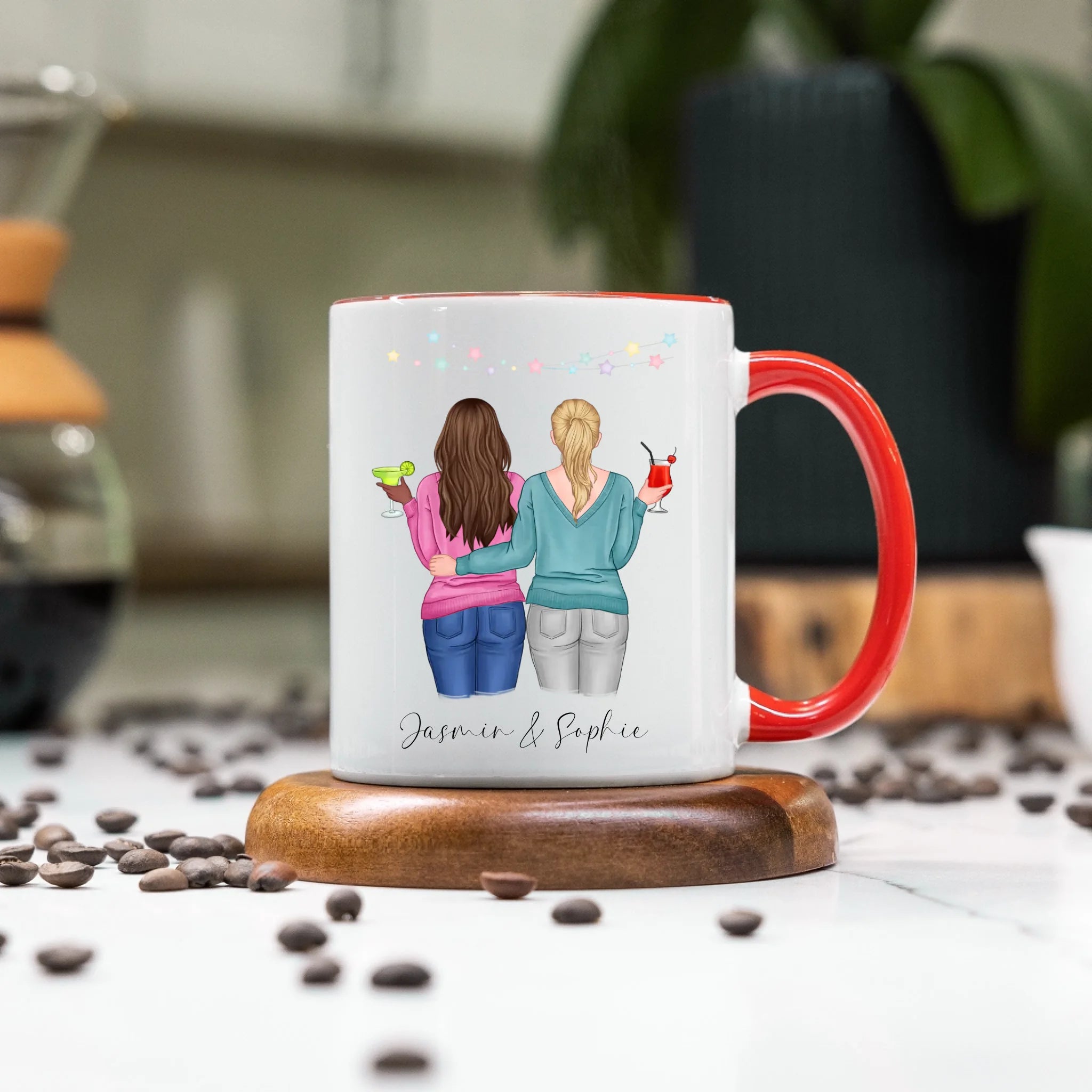 Tasse für Beste Freundin BFF Schwester Mutter Tochter Personalisierte Freundinnen Tasse Geschenk zum Geburtstag Weihnachten Abschied Arbeitskollegin