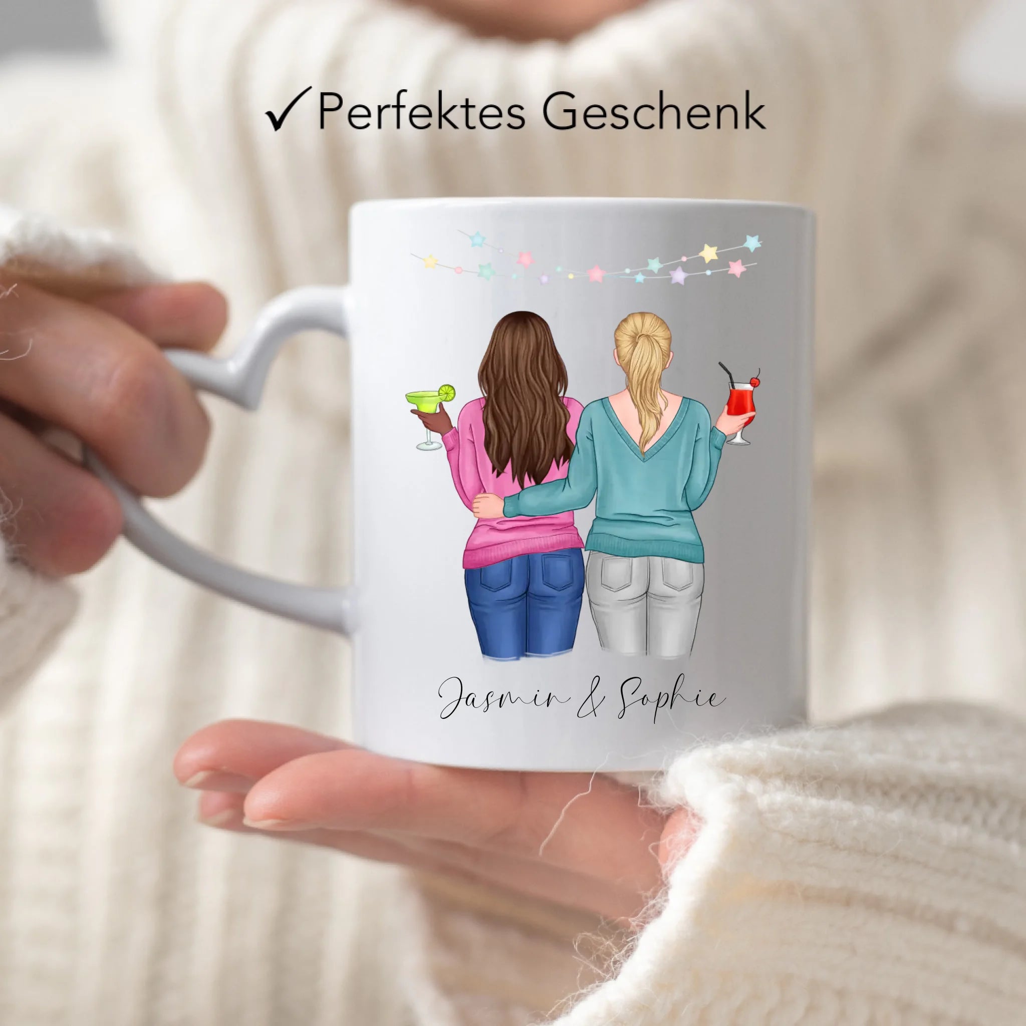 Tasse für Beste Freundin BFF Schwester Mutter Tochter Personalisierte Freundinnen Tasse Geschenk zum Geburtstag Weihnachten Abschied Arbeitskollegin