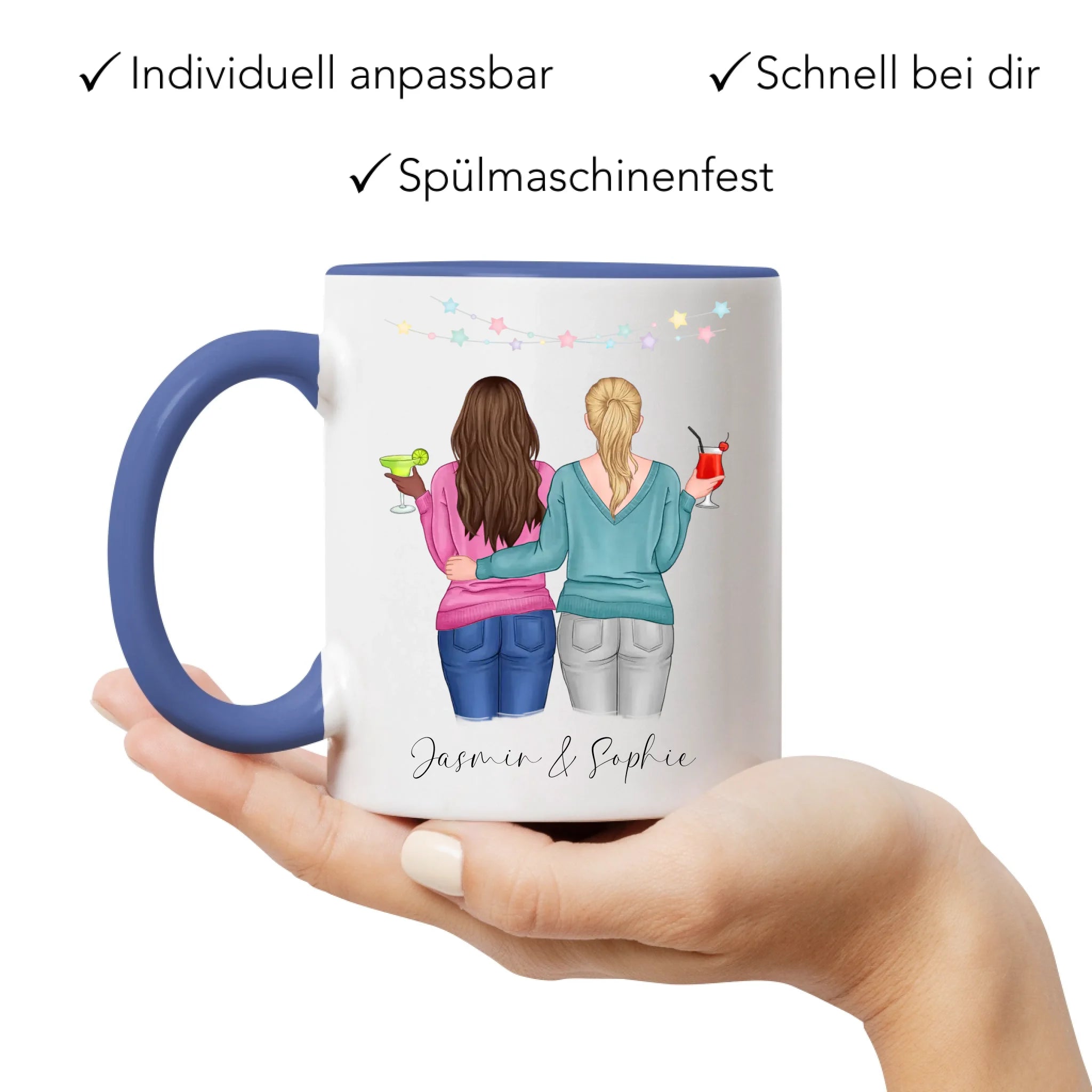 Tasse für Beste Freundin BFF Schwester Mutter Tochter Personalisierte Freundinnen Tasse Geschenk zum Geburtstag Weihnachten Abschied Arbeitskollegin