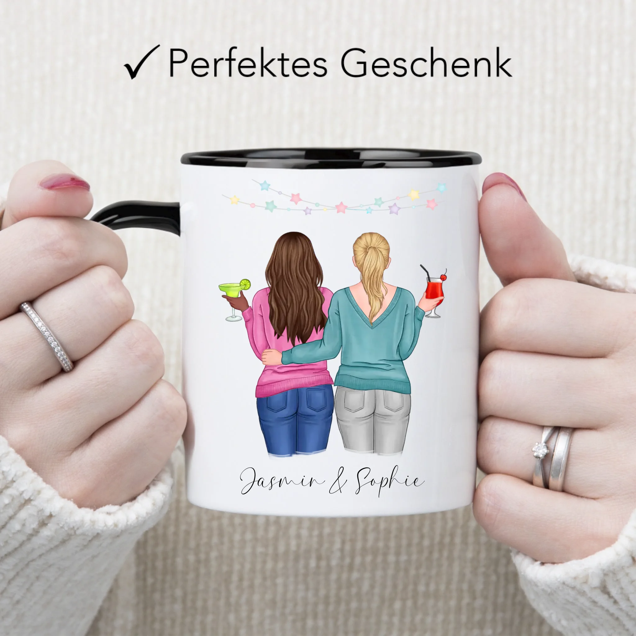 Tasse für Beste Freundin BFF Schwester Mutter Tochter Personalisierte Freundinnen Tasse Geschenk zum Geburtstag Weihnachten Abschied Arbeitskollegin