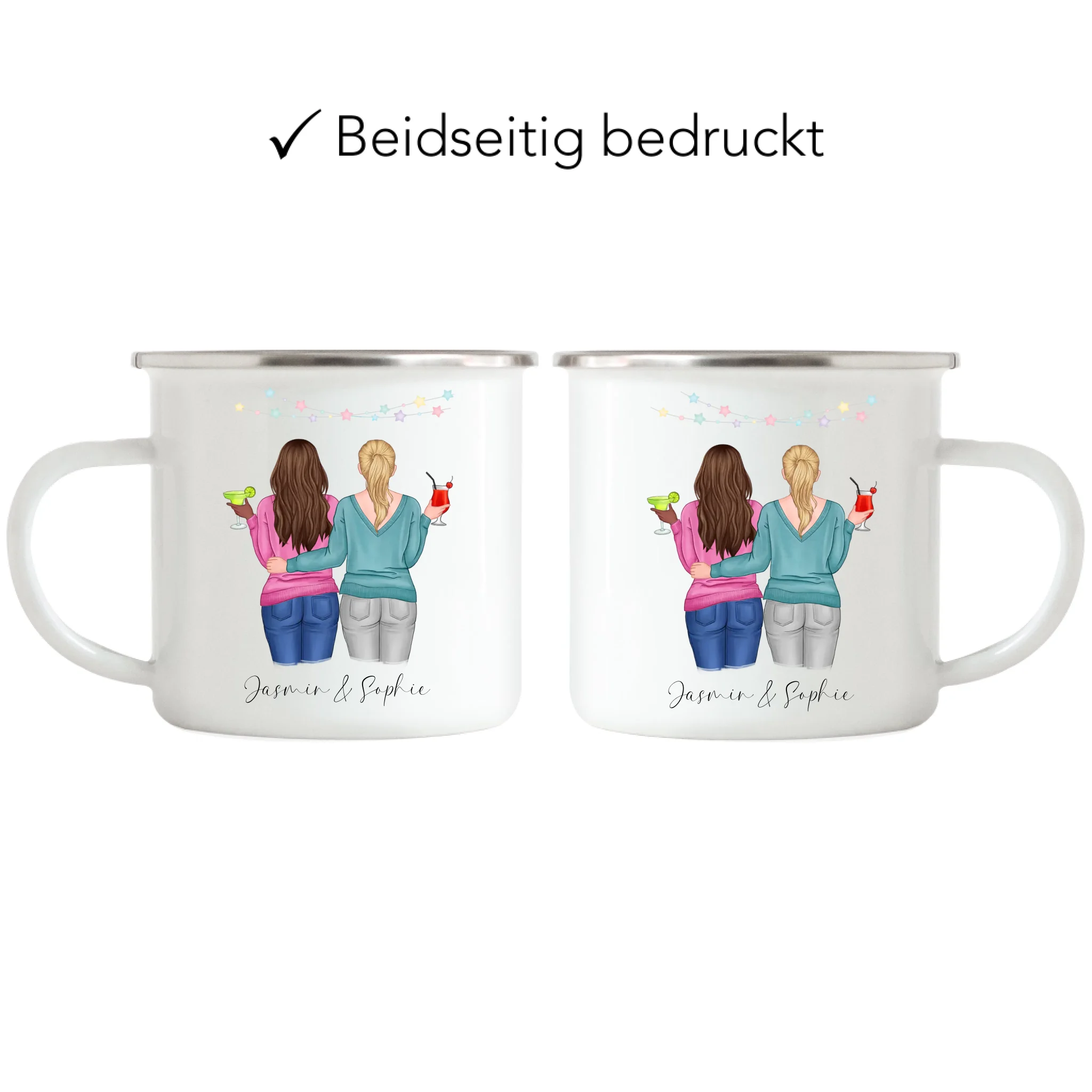 Tasse für Beste Freundin BFF Schwester Mutter Tochter Personalisierte Freundinnen Tasse Geschenk zum Geburtstag Weihnachten Abschied Arbeitskollegin - Emaille Tasse