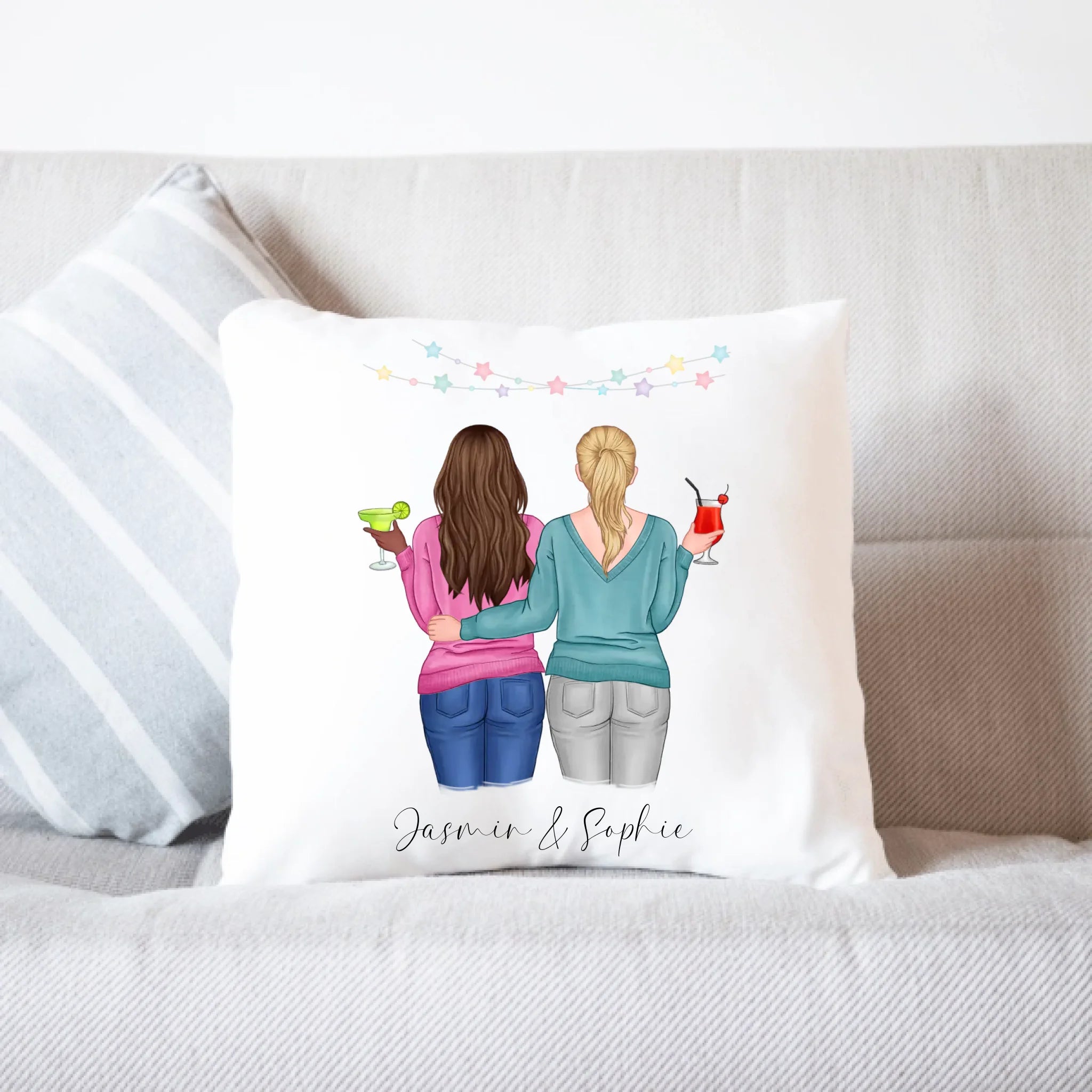 Kissen für Beste Freundin BFF Schwester Mutter Tochter Personalisierte Freundinnen Geschenk zum Geburtstag Weihnachten Abschied Arbeitskollegin - Kissen inkl. Füllung
