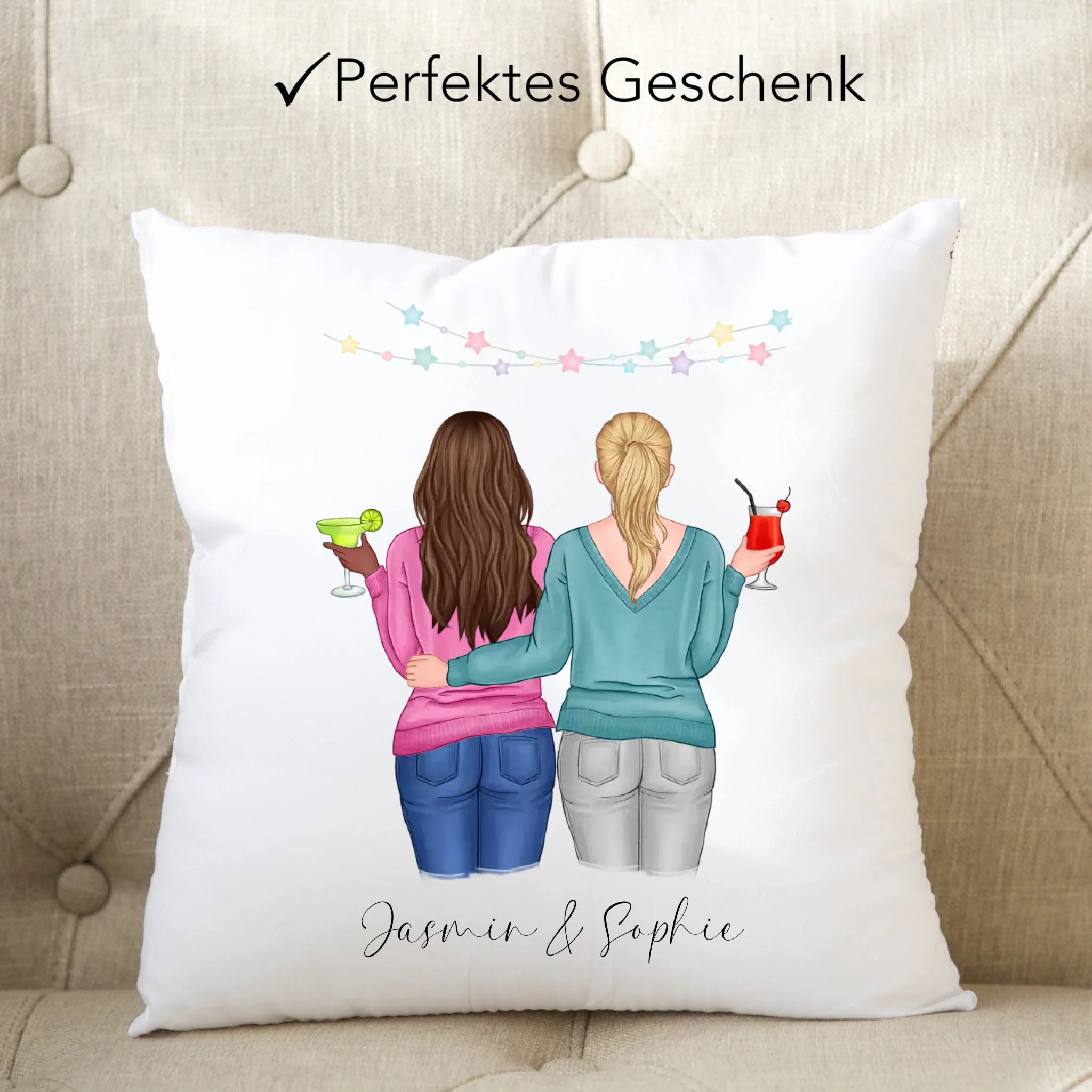 Kissen für Beste Freundin BFF Schwester Mutter Tochter Personalisierte Freundinnen Geschenk zum Geburtstag Weihnachten Abschied Arbeitskollegin - Kissen inkl. Füllung