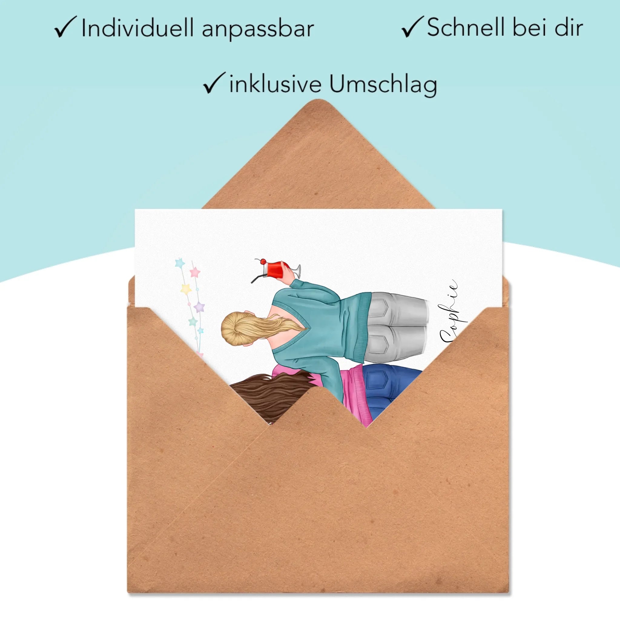 Karte für Beste Freundin BFF Schwester Mutter Tochter Personalisierte Freundinnen Geschenk zum Geburtstag Weihnachten Abschied Arbeitskollegin - Klappkarte mit Umschlag