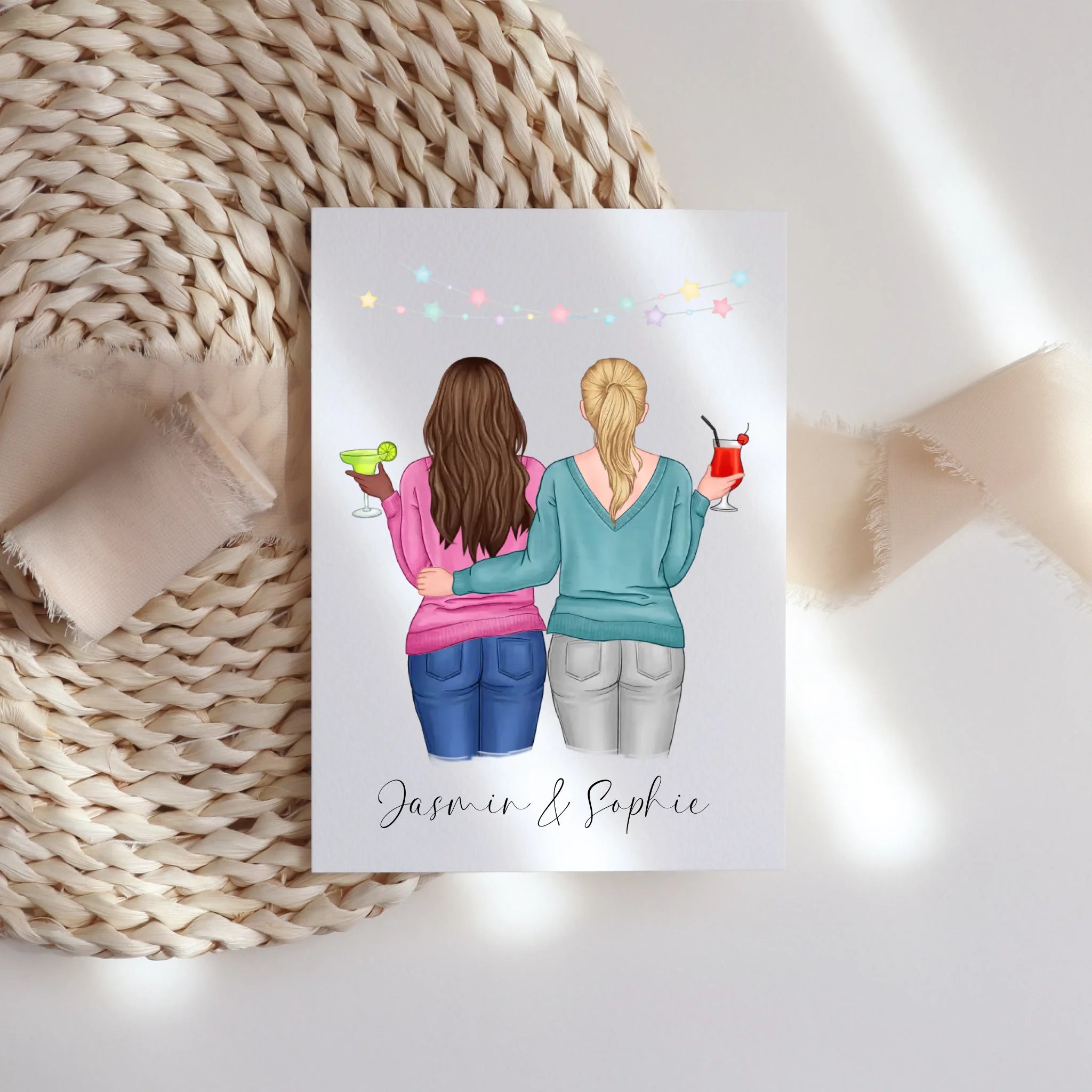 Karte für Beste Freundin BFF Schwester Mutter Tochter Personalisierte Freundinnen Geschenk zum Geburtstag Weihnachten Abschied Arbeitskollegin - Klappkarte mit Umschlag