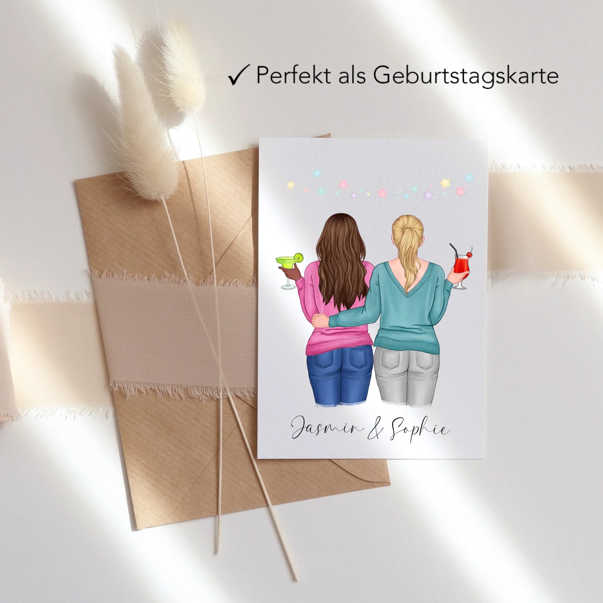Karte für Beste Freundin BFF Schwester Mutter Tochter Personalisierte Freundinnen Geschenk zum Geburtstag Weihnachten Abschied Arbeitskollegin - Klappkarte mit Umschlag